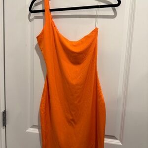 Naked wardrobe Orange one shoulder dress